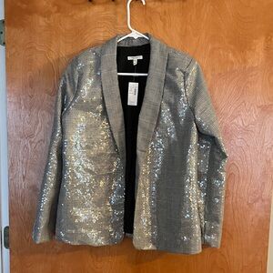 Maurices Black and White Checkered Blazer with Sequins NWT